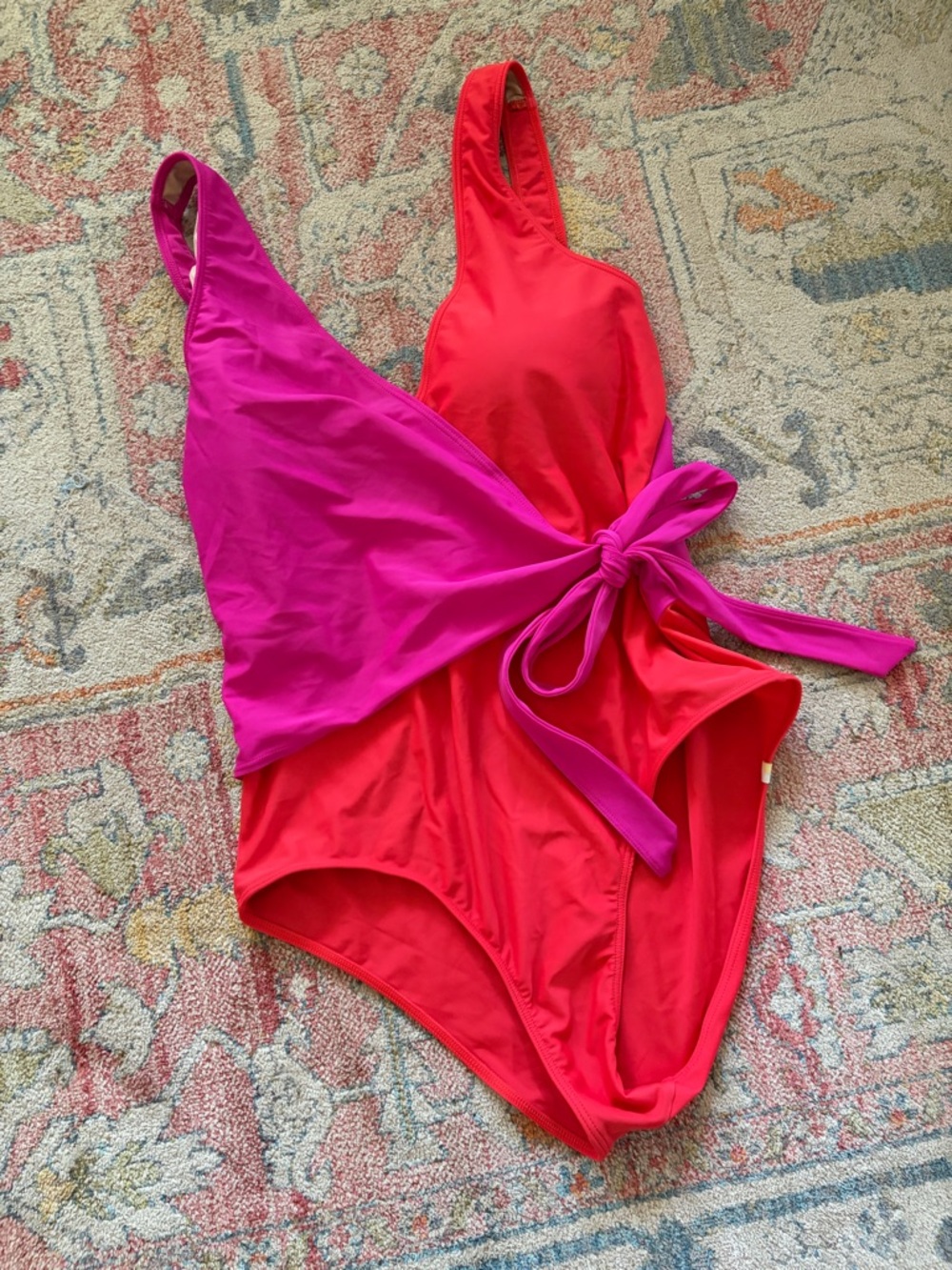 Summersalt The Perfect Wrap One Piece Hibiscus & Grapefruit
